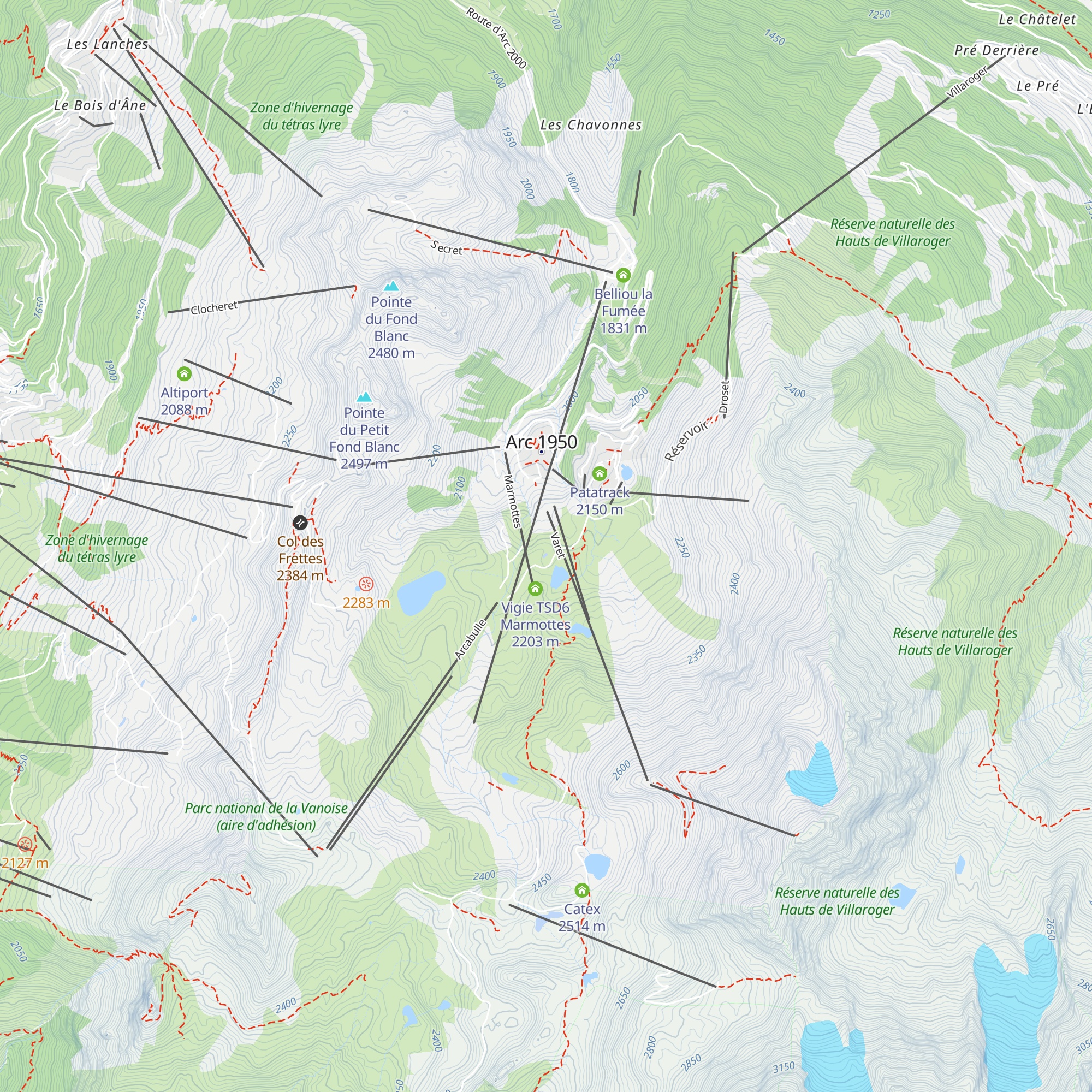 Les Chalets de l'Arc map