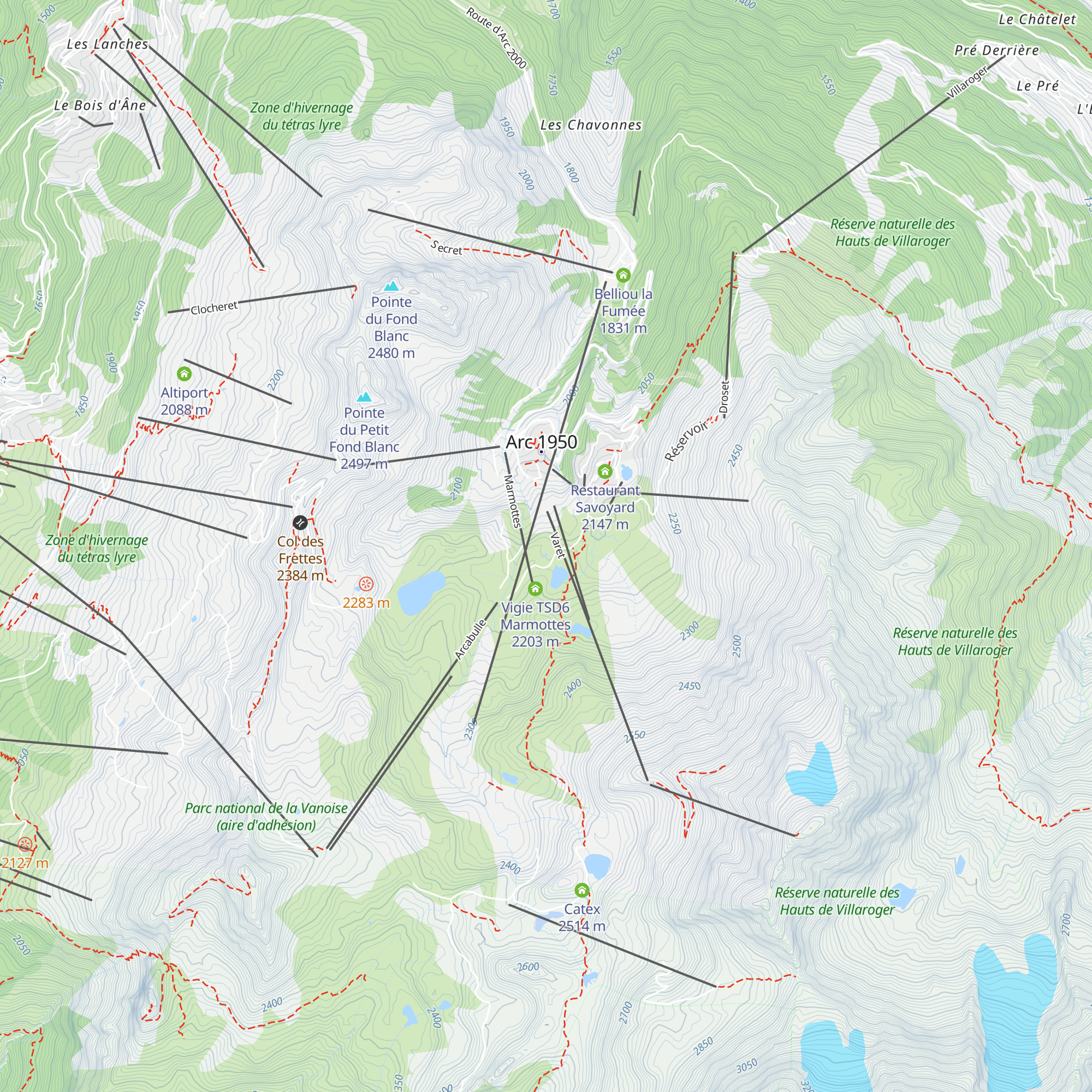 Les Chalets de l'Arc map