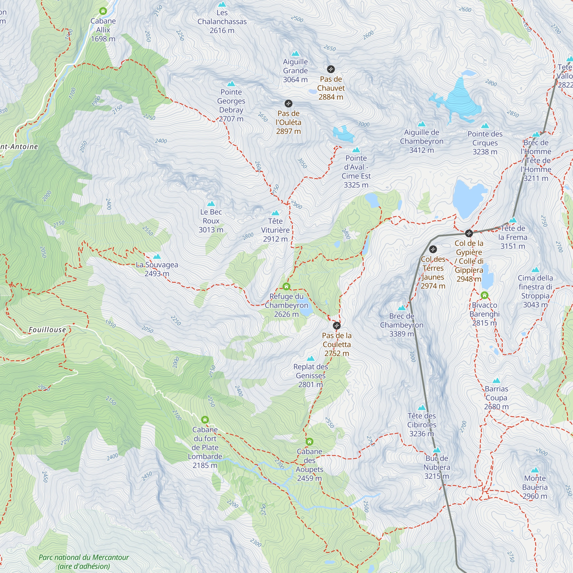 Refuge du Chambeyron map