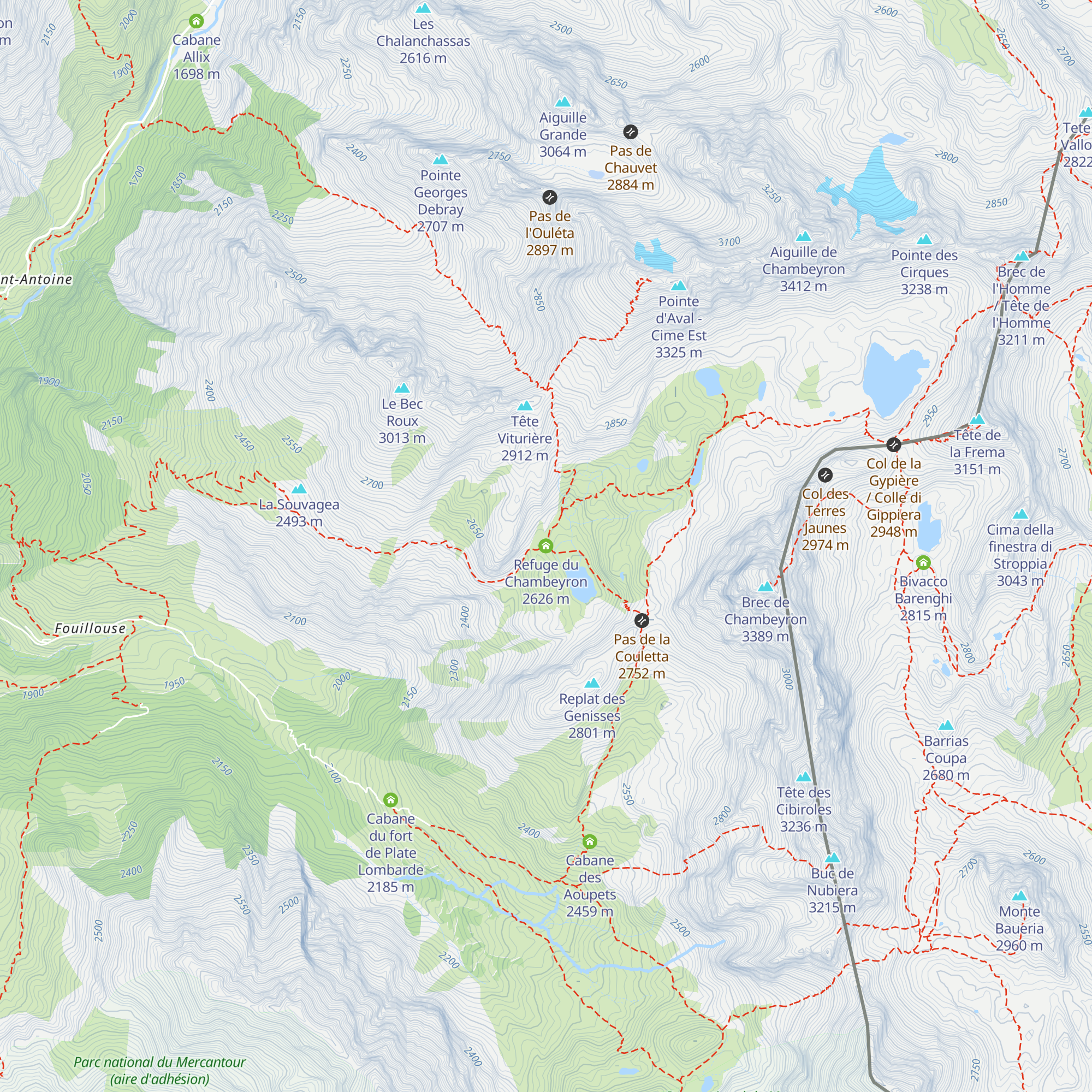 Refuge du Chambeyron map