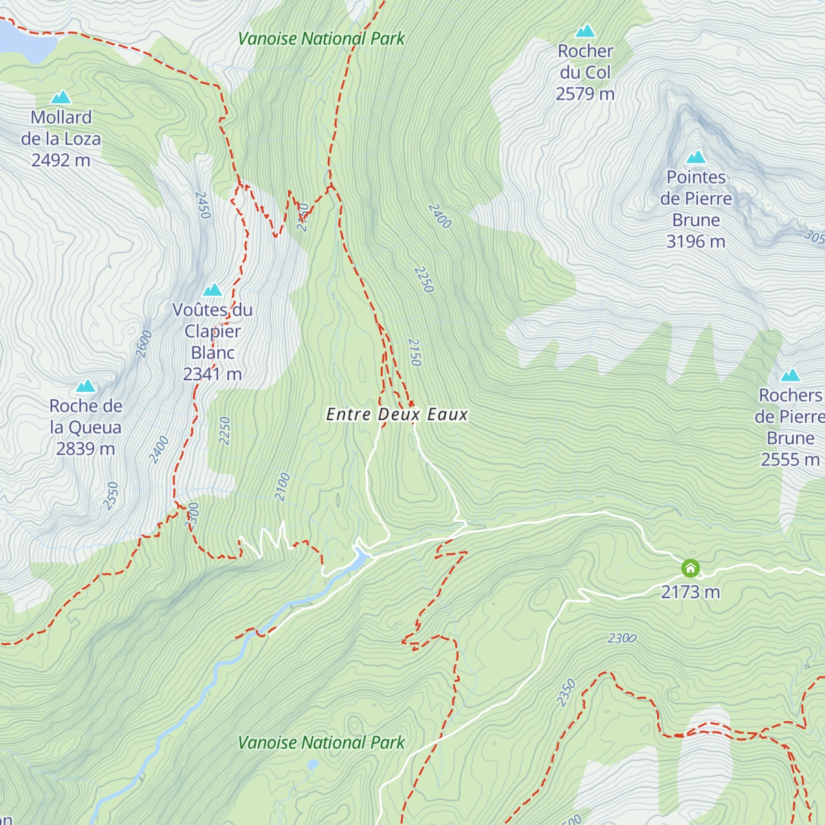 Refuge d'Entre Deux Eaux map