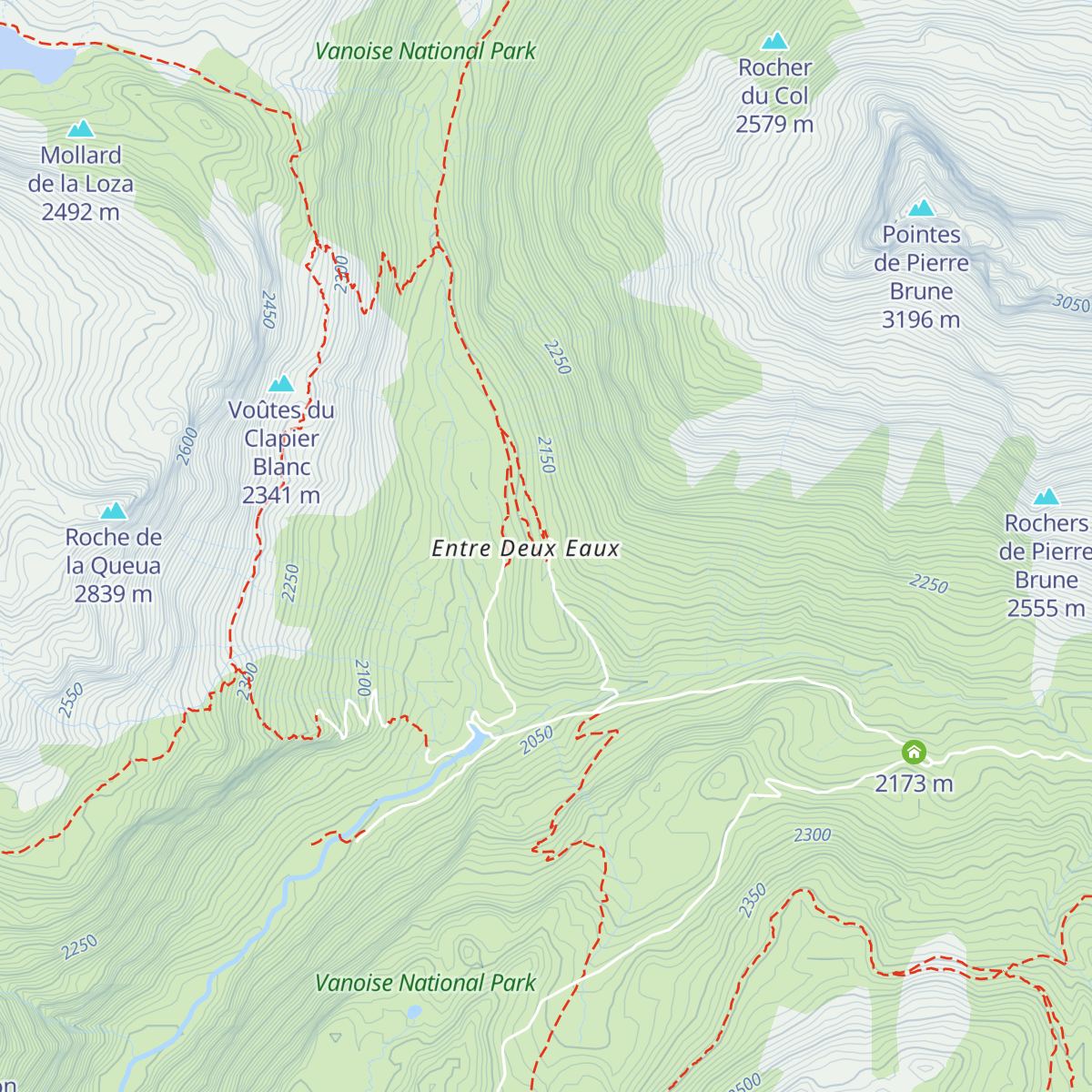 Refuge d'Entre Deux Eaux map