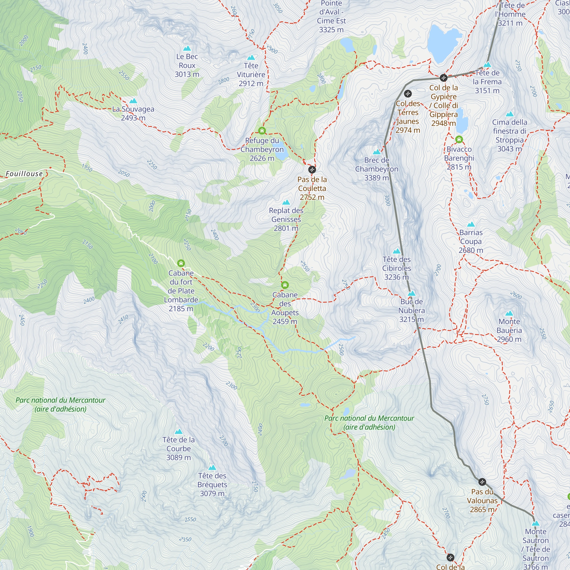 Cabane des Aoupets map