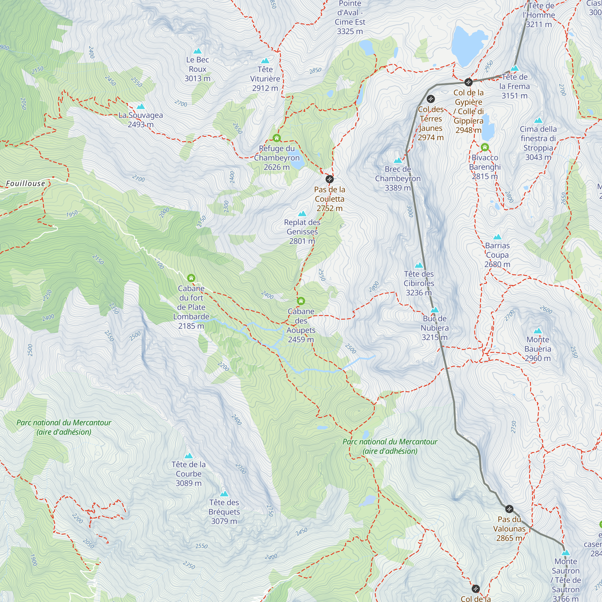Cabane des Aoupets map