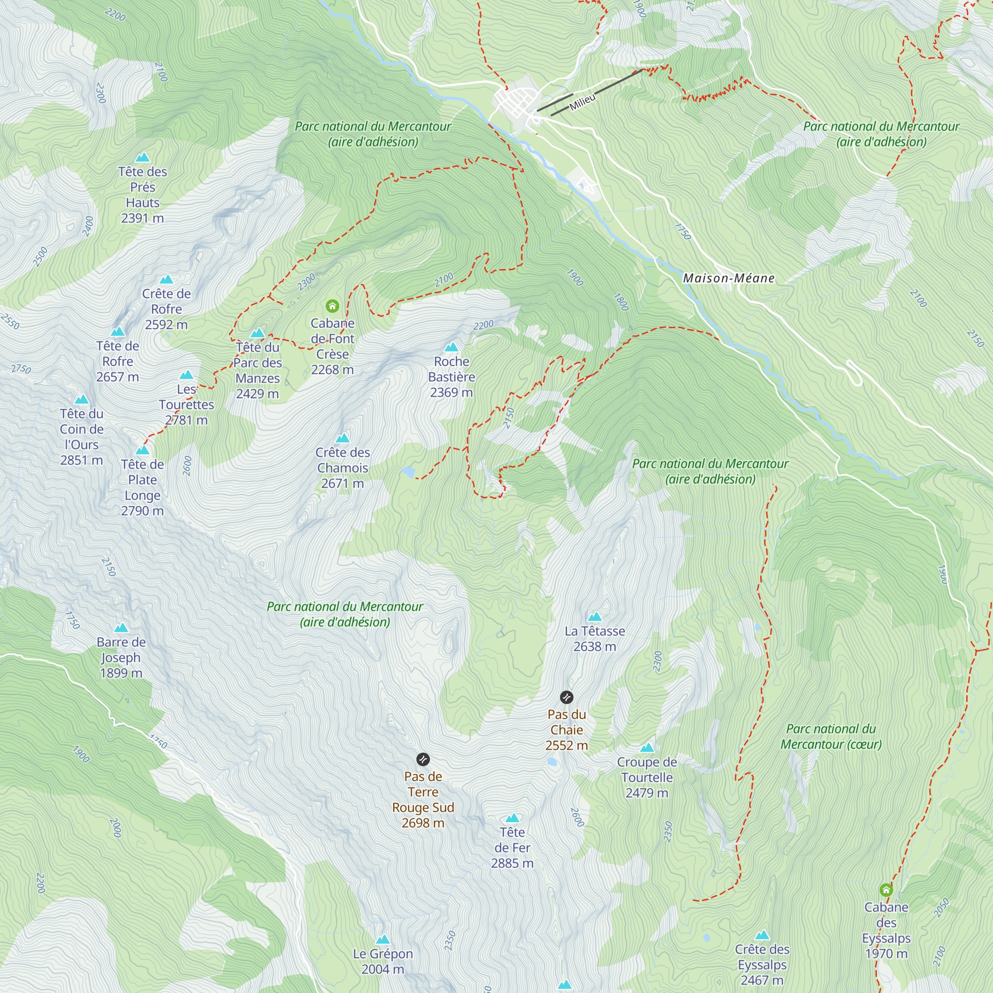 Cabane de Courrouit map