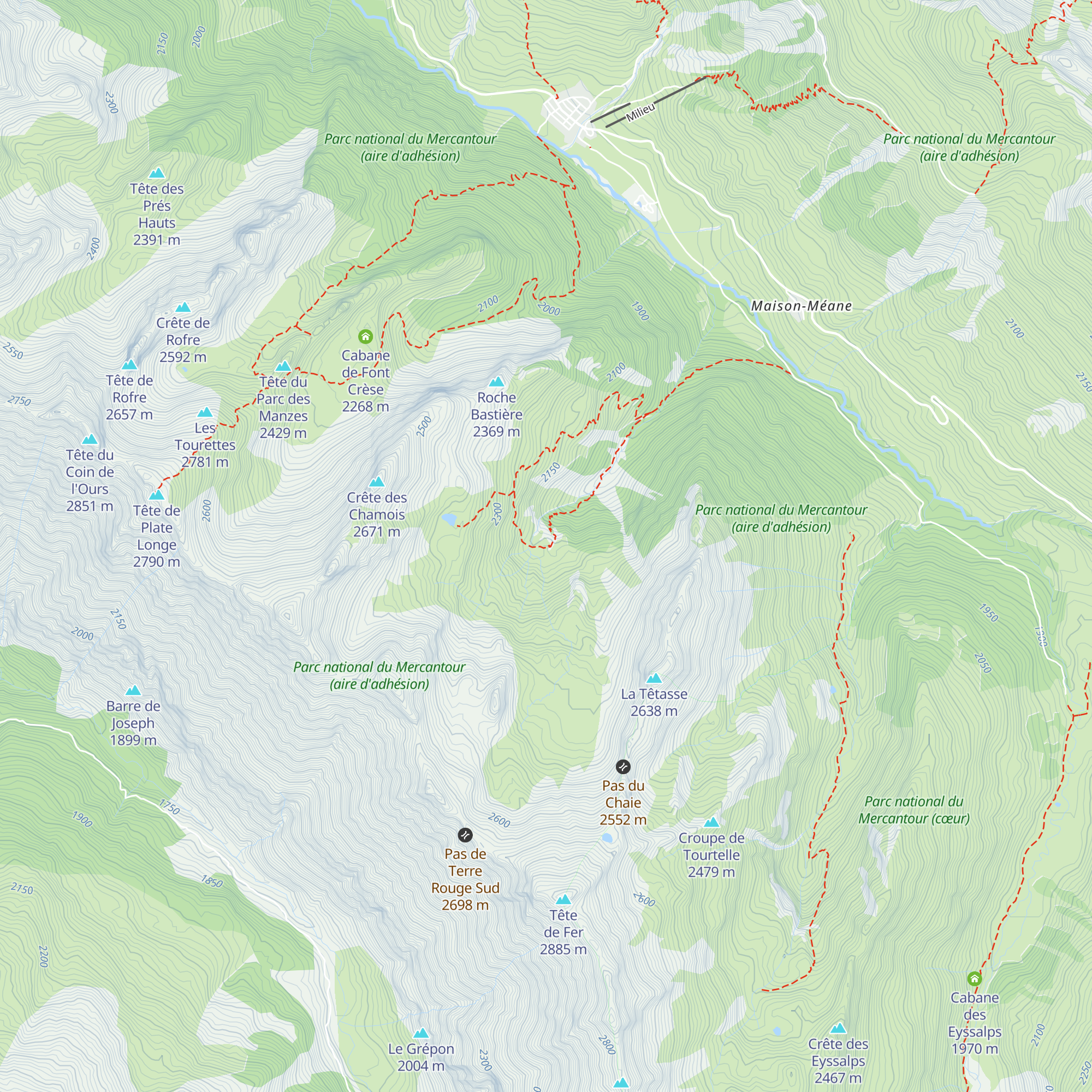 Cabane de Courrouit map