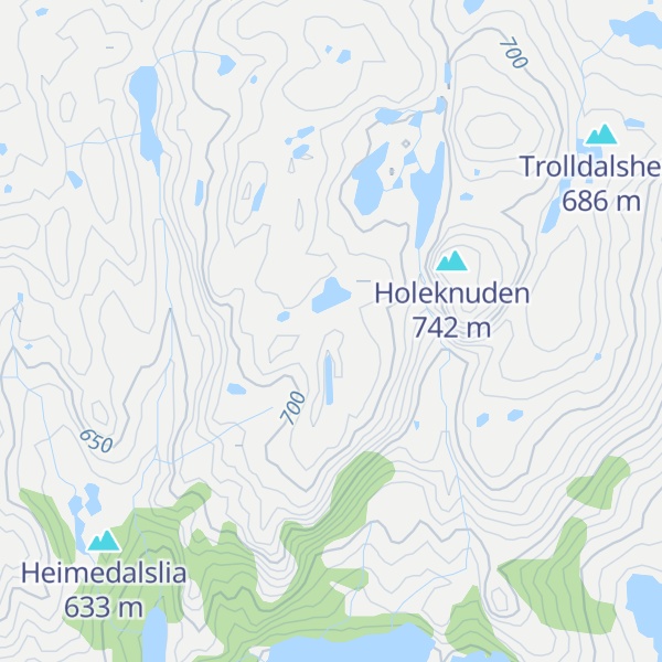 Map of Høydalsfjellet
