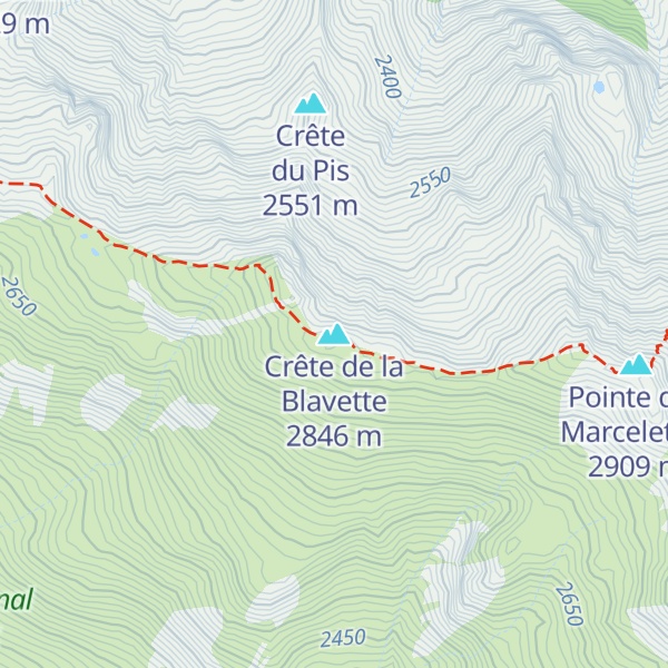 Map of Crête de la Blavette