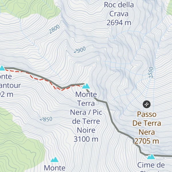 Map of Monte Terra Nera / Pic de Terre Noire