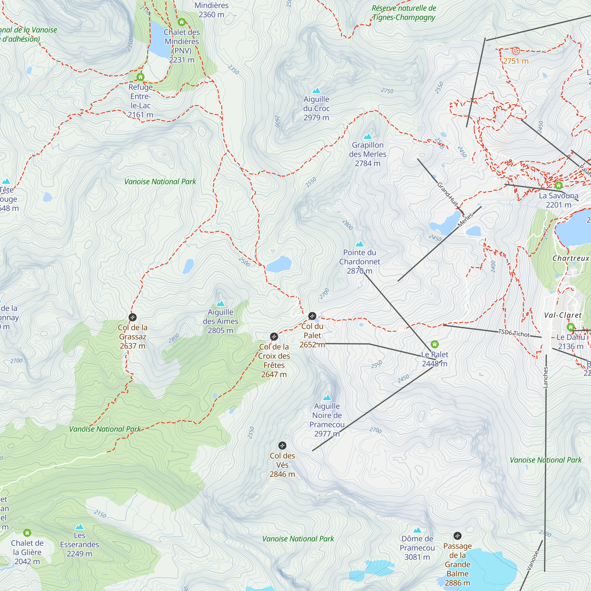 Refuge du Col du Palet map