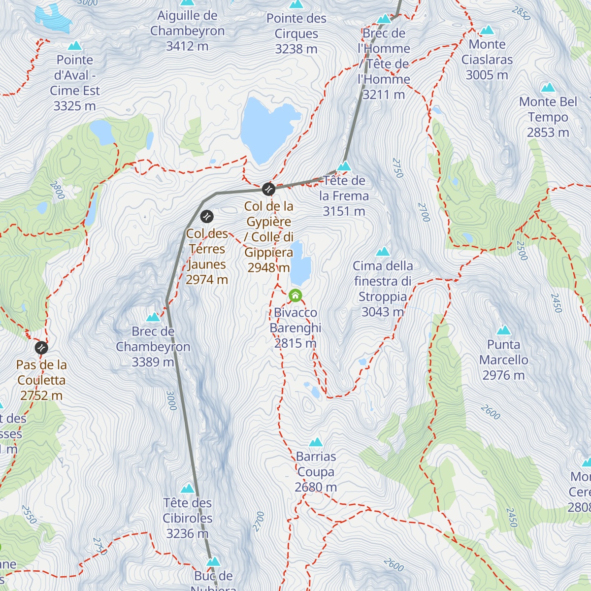 Bivacco Barenghi map