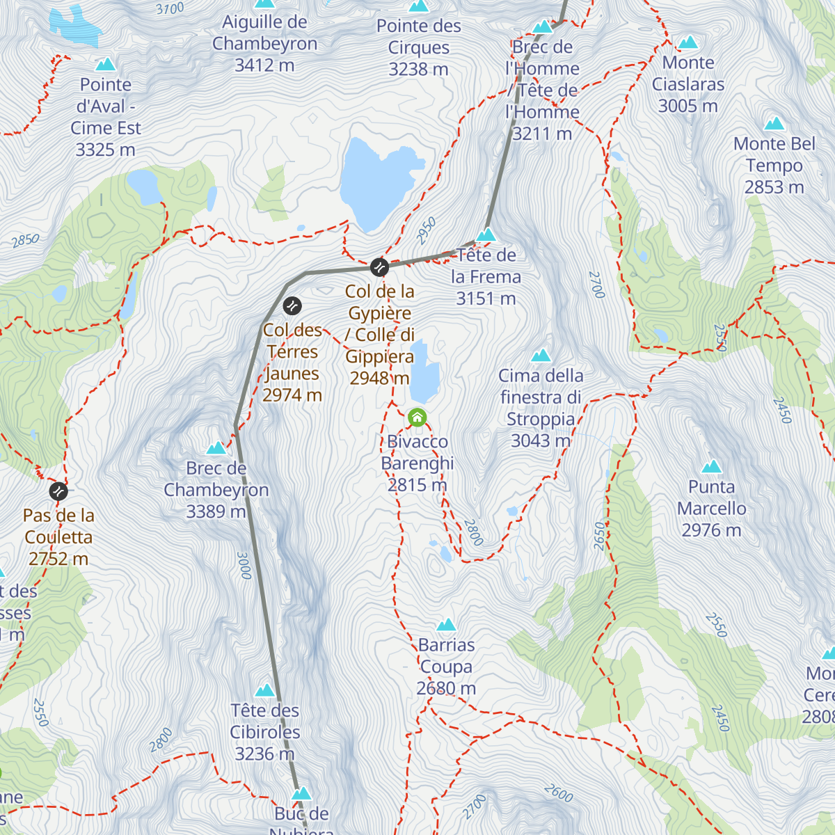 Bivacco Barenghi map