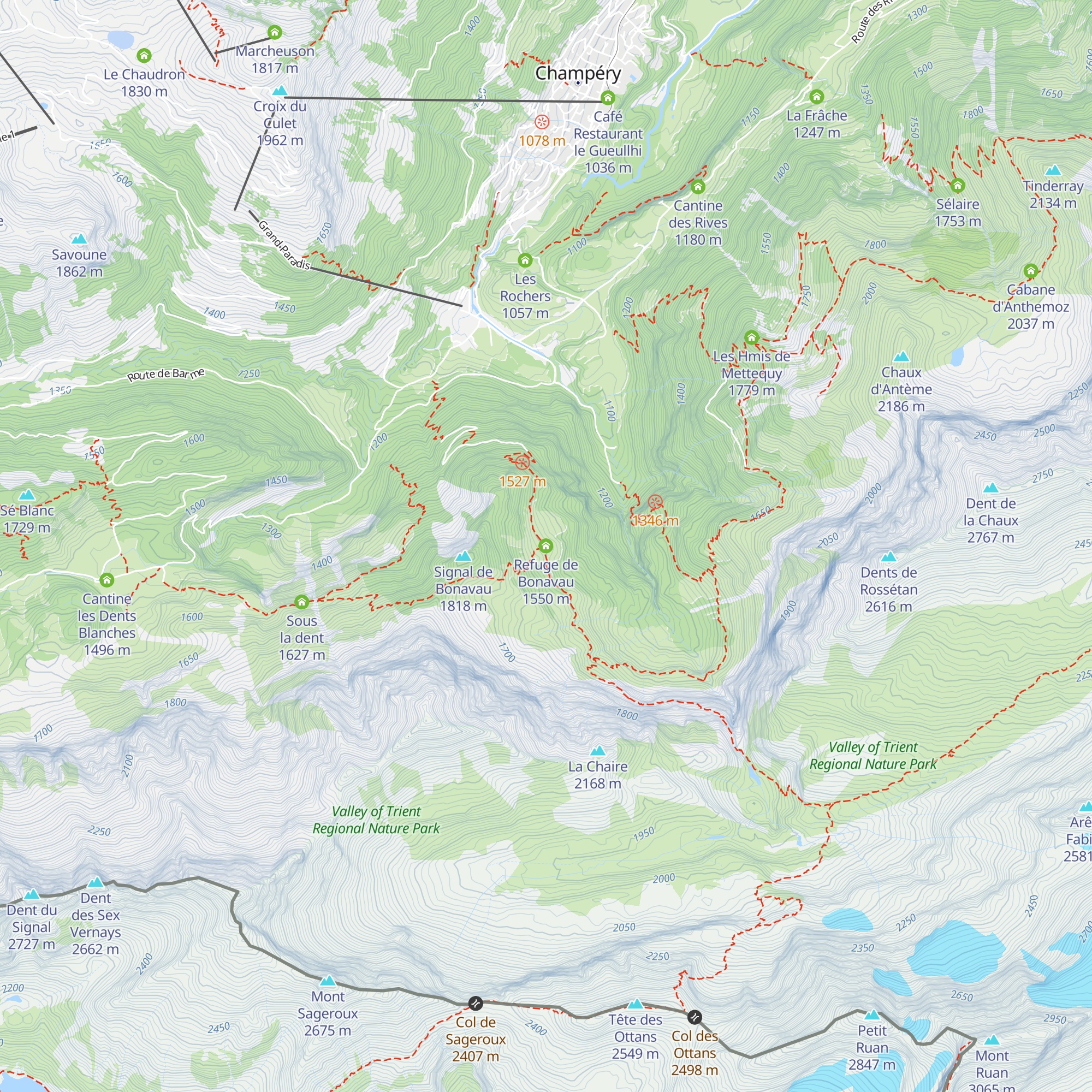 Refuge de Bonavau map
