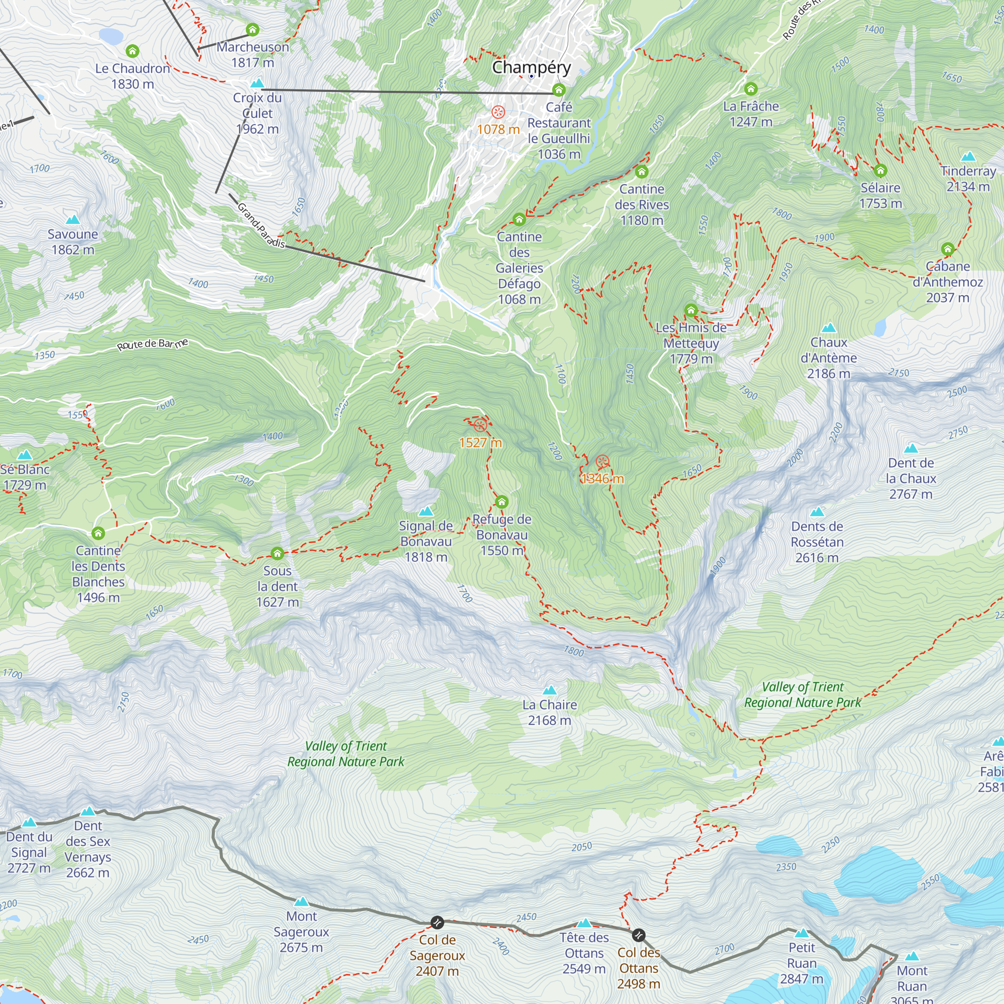Refuge de Bonavau map
