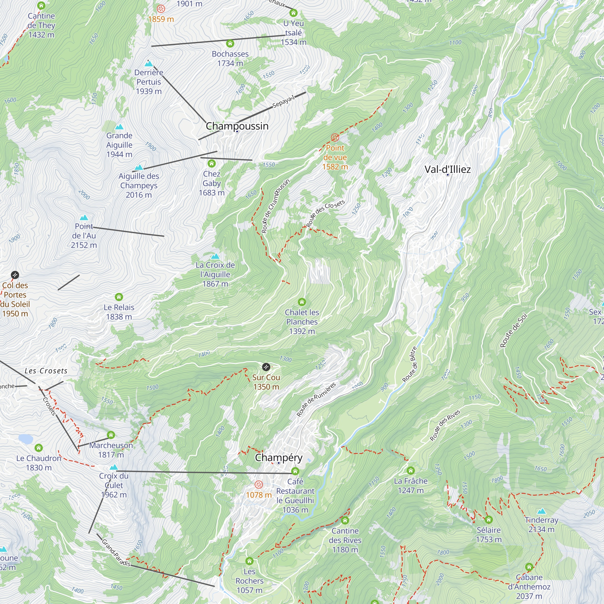 Chalet les Planches map