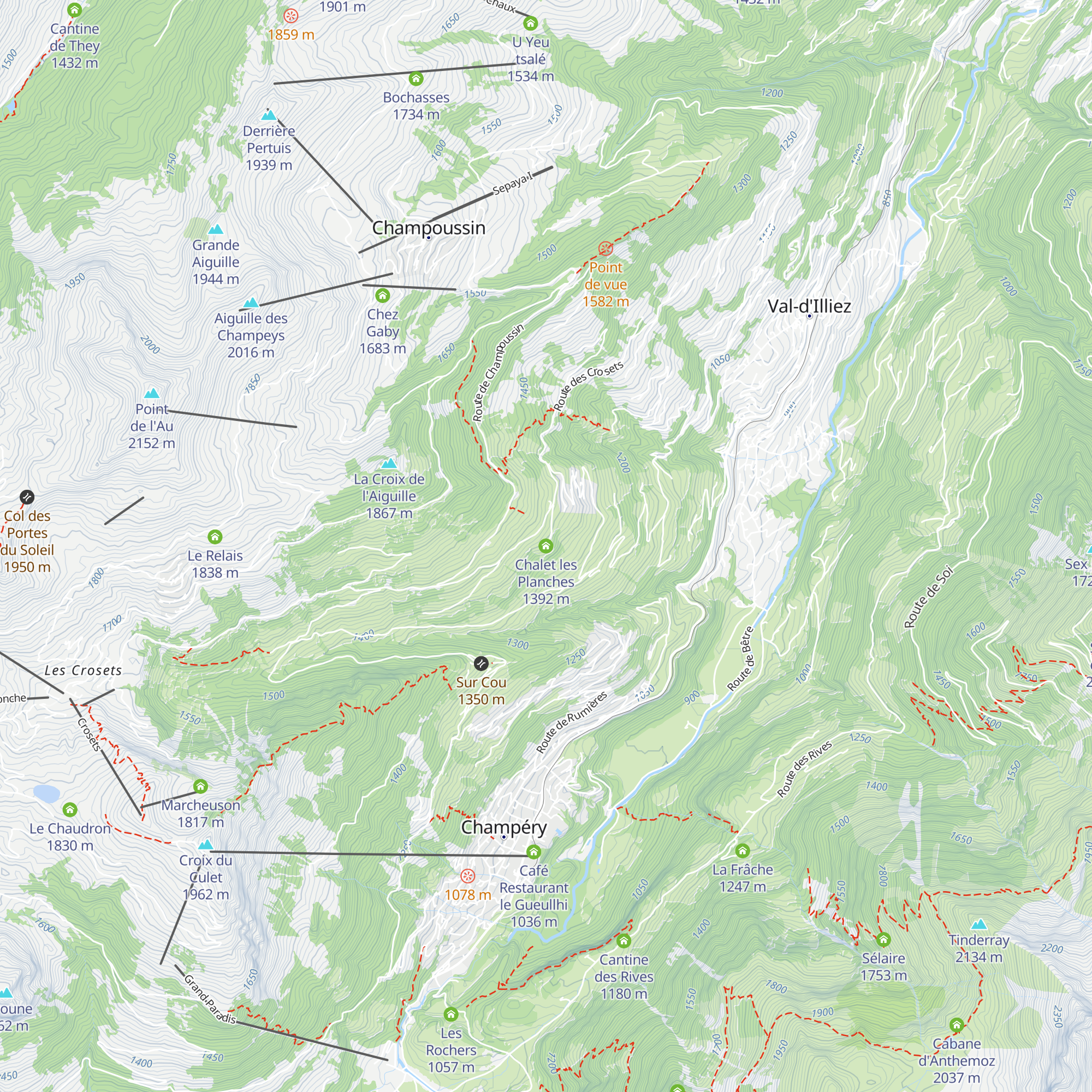 Chalet les Planches map