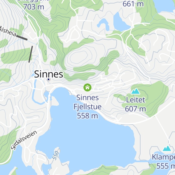 Map of Sinnes Fjellstue