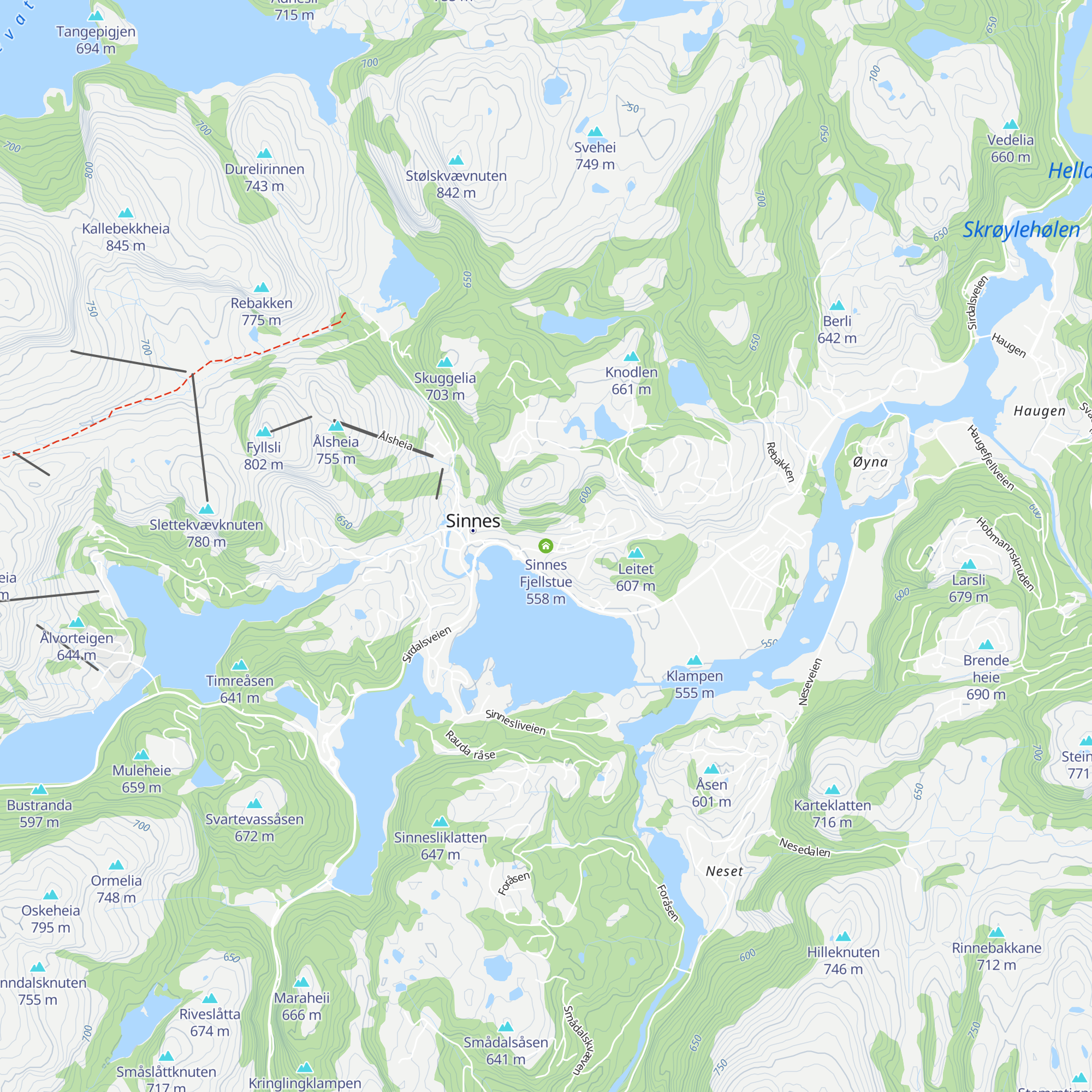Sinnes Fjellstue map