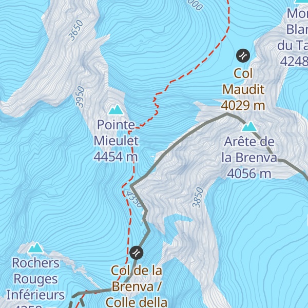 Map of Mont Maudit / Monte Maudit