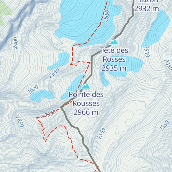 Map of Pointe des Rousses