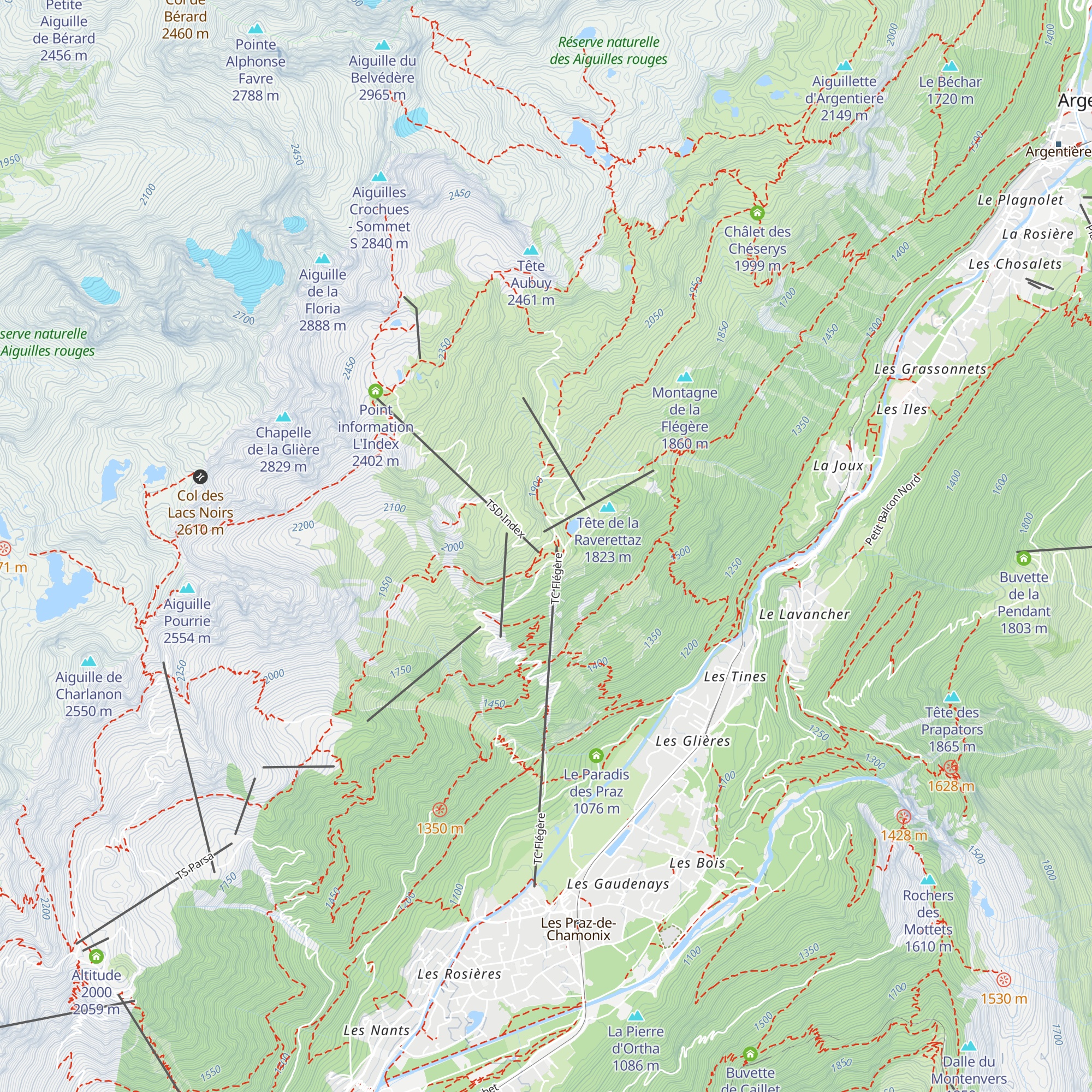 L'Adret de la flégère map