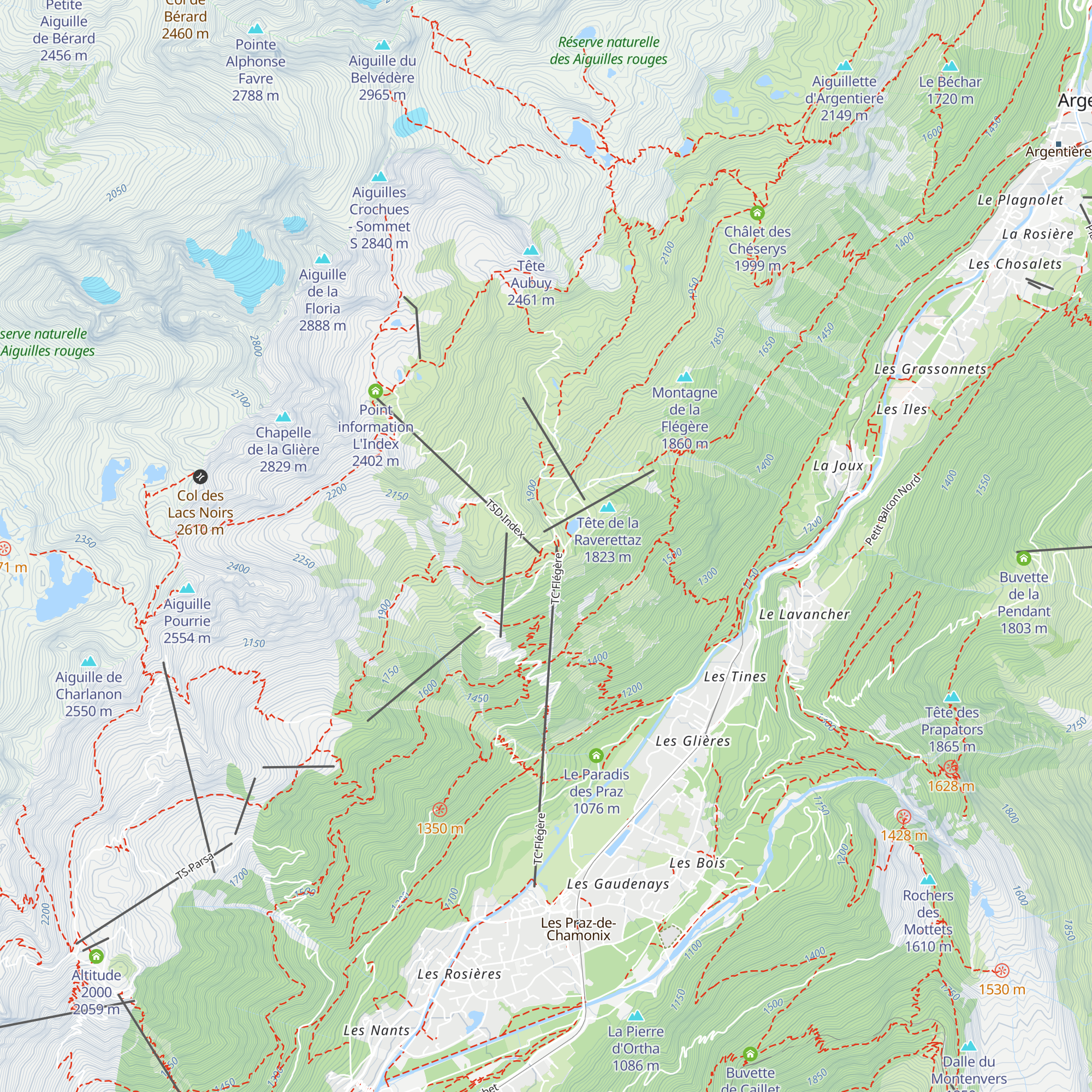 L'Adret de la flégère map