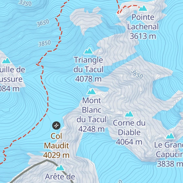 Map of Mont Blanc du Tacul