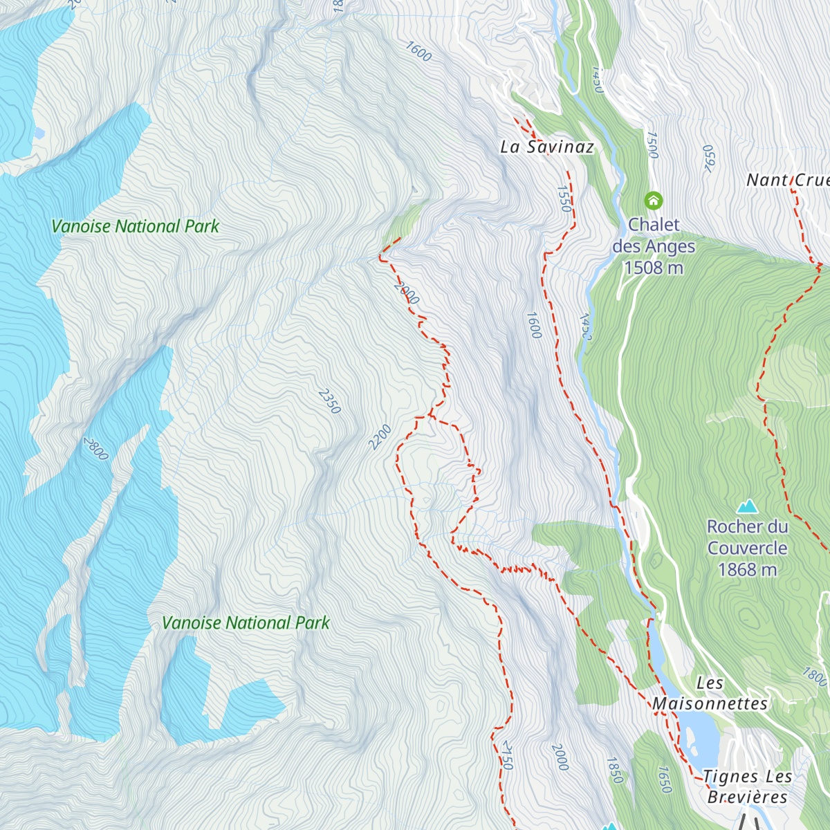 Refuge de La Martin map