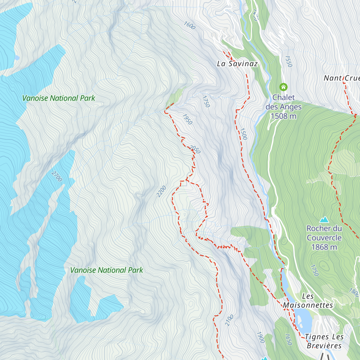 Refuge de La Martin map