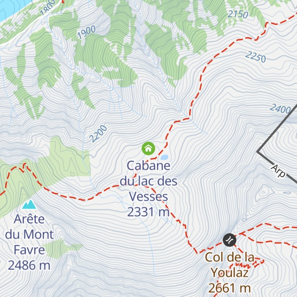 Map of Cabane du lac des Vesses