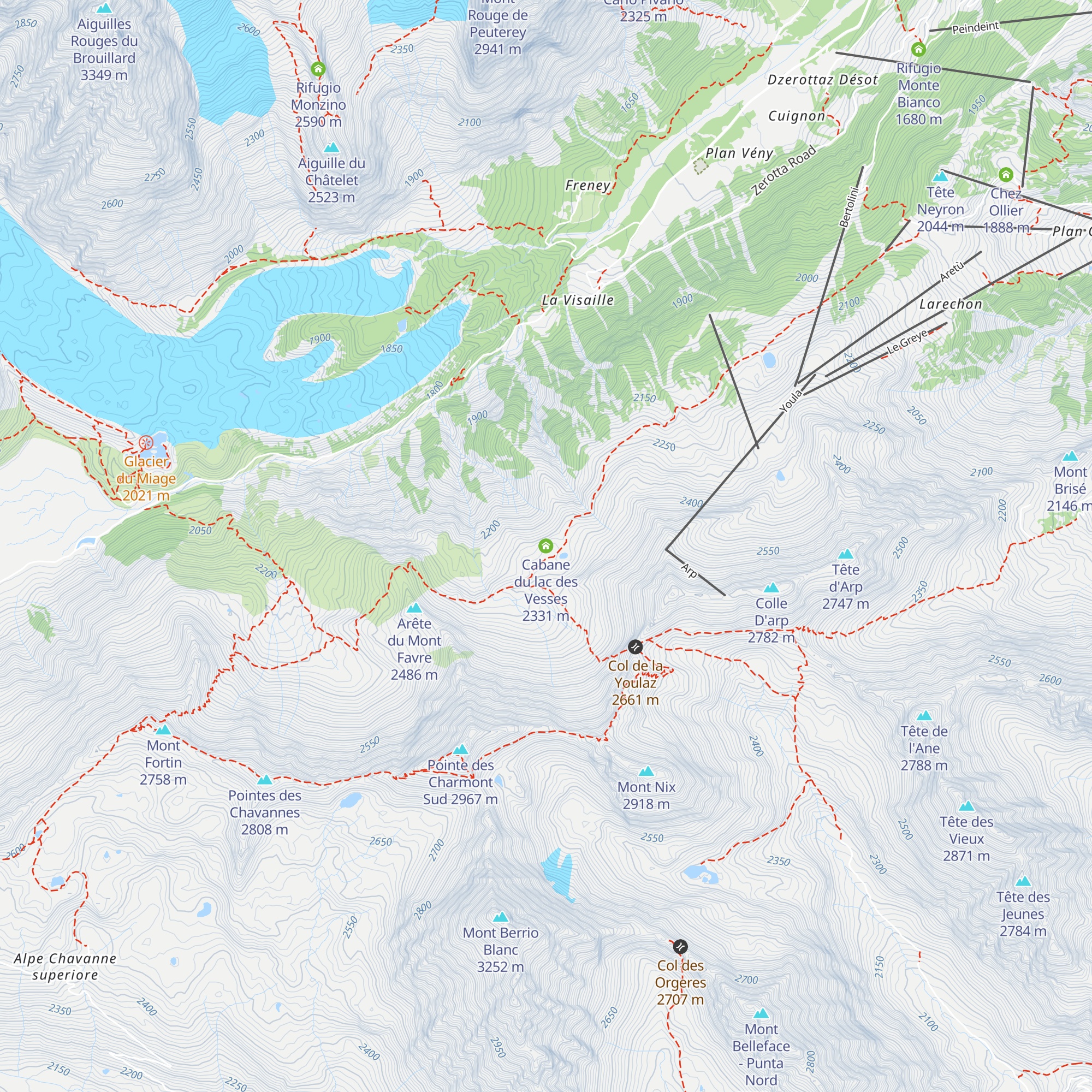 Cabane du lac des Vesses map
