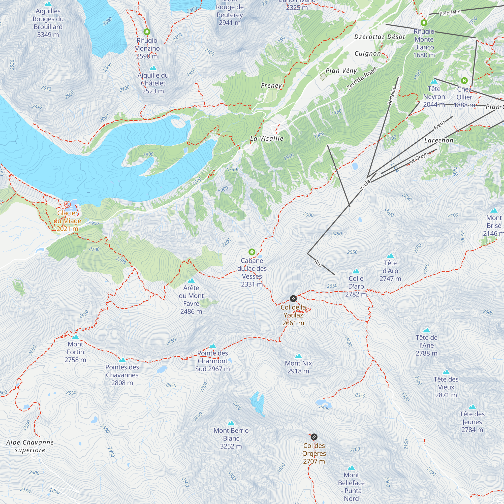 Cabane du lac des Vesses map