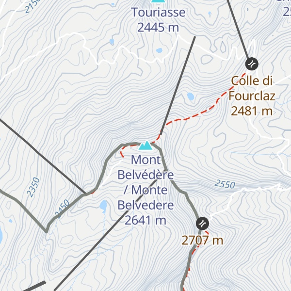Map of Mont Belvédère / Monte Belvedere