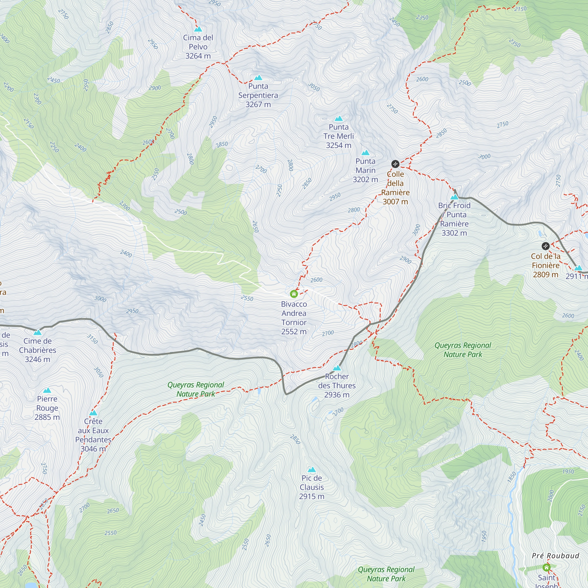 Bivacco Andrea Tornior map