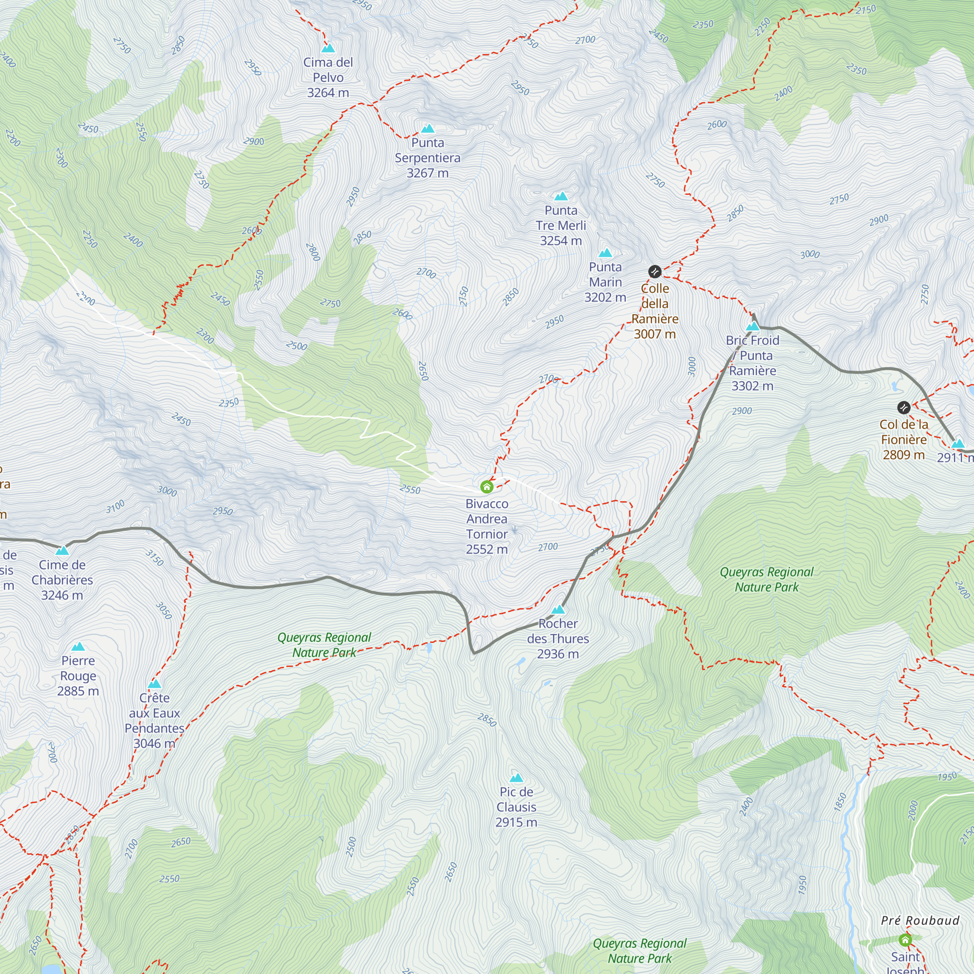 Bivacco Andrea Tornior map