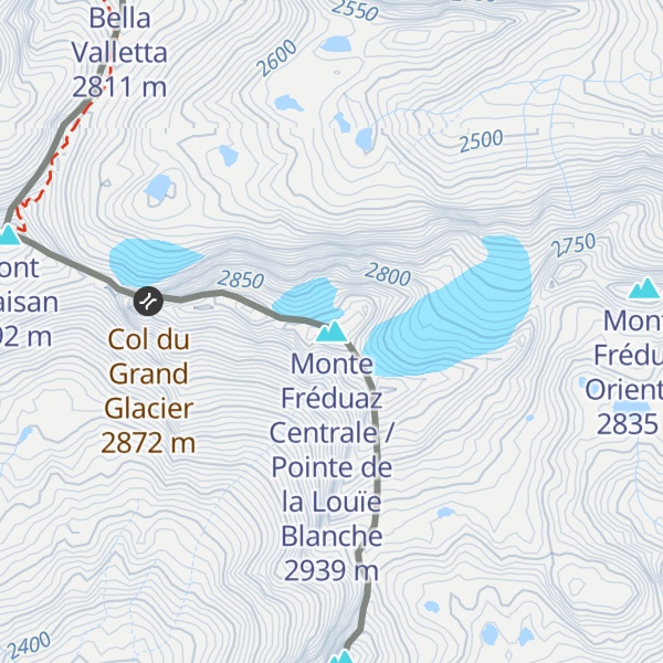 Map of Monte Fréduaz Centrale / Pointe de la Louïe Blanche