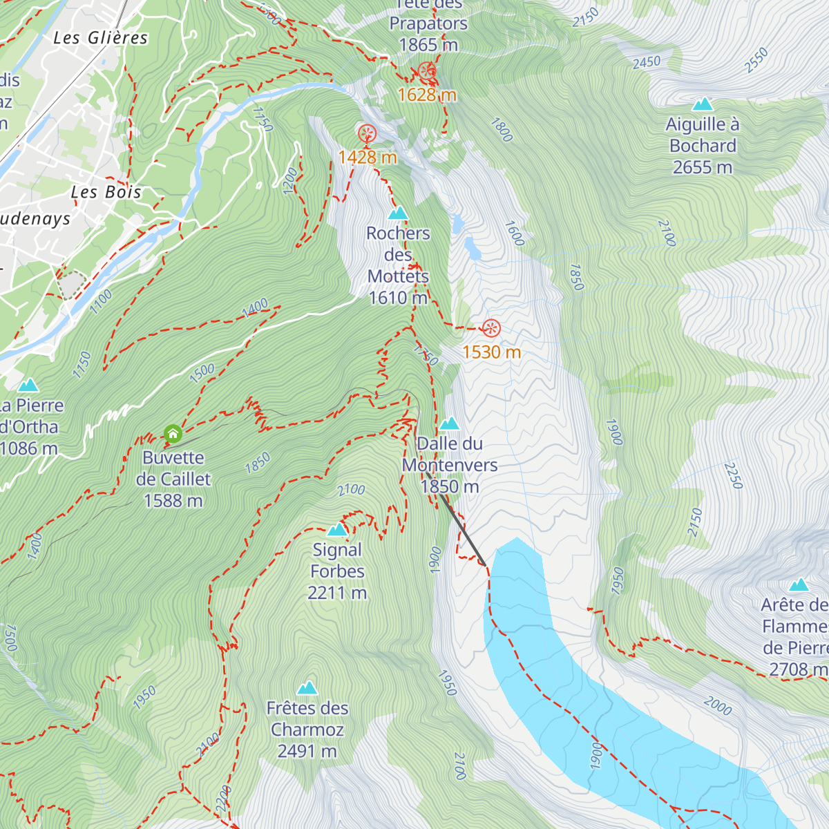 Refuge du Montenvers map