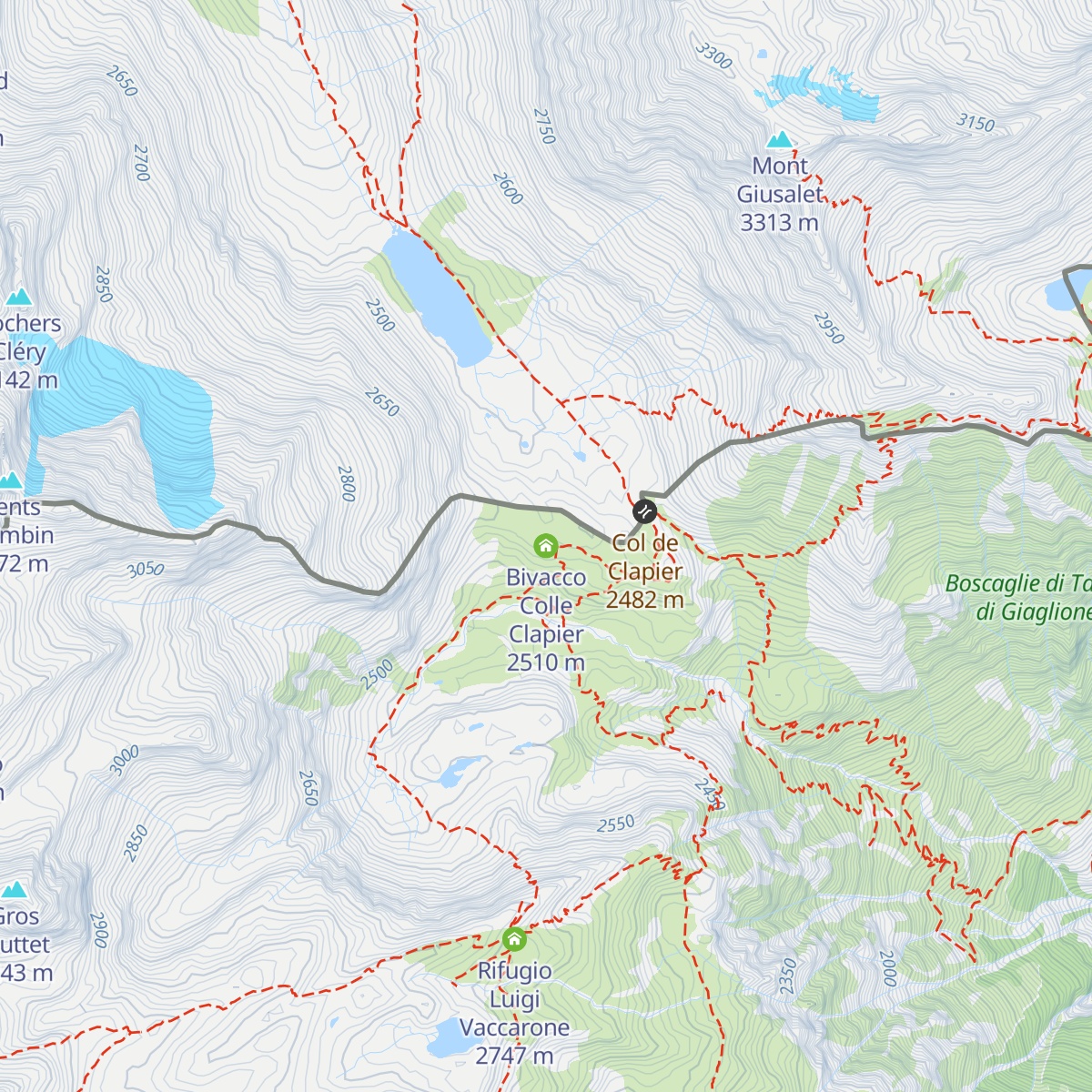 Bivacco Colle Clapier map