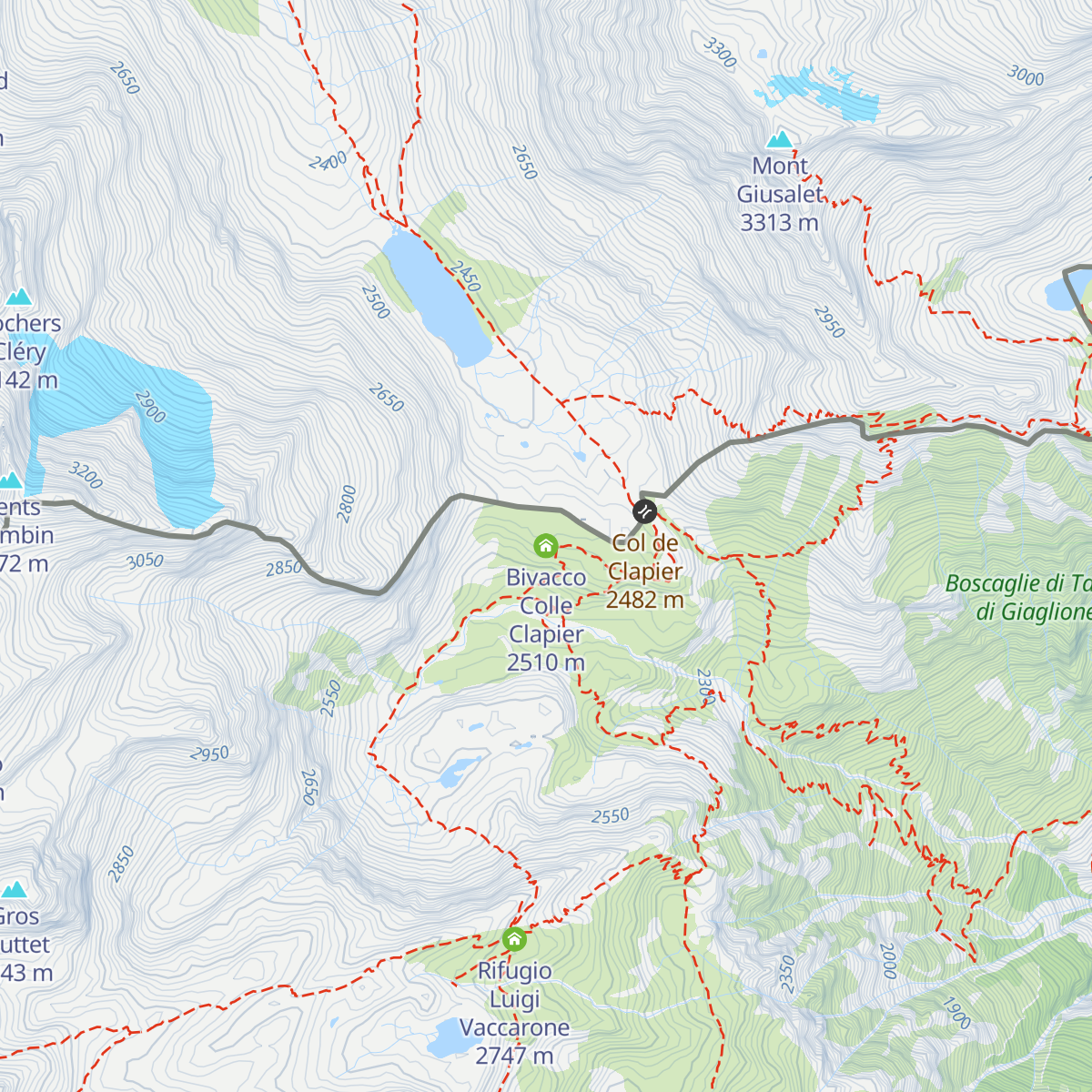 Bivacco Colle Clapier map