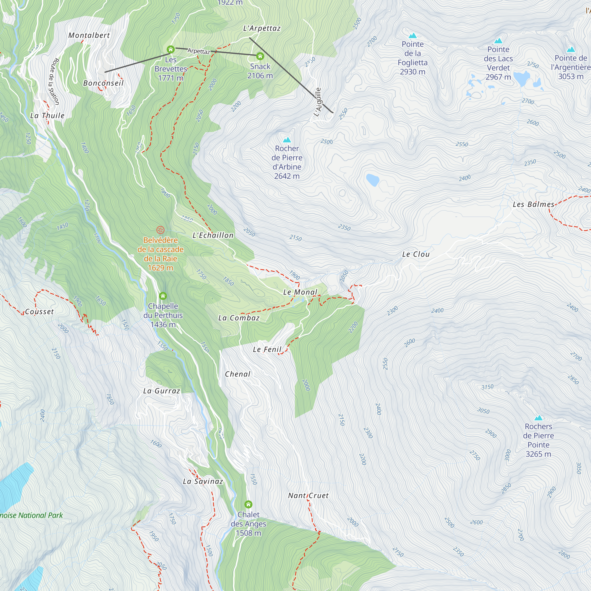 Refuge Le Monal map