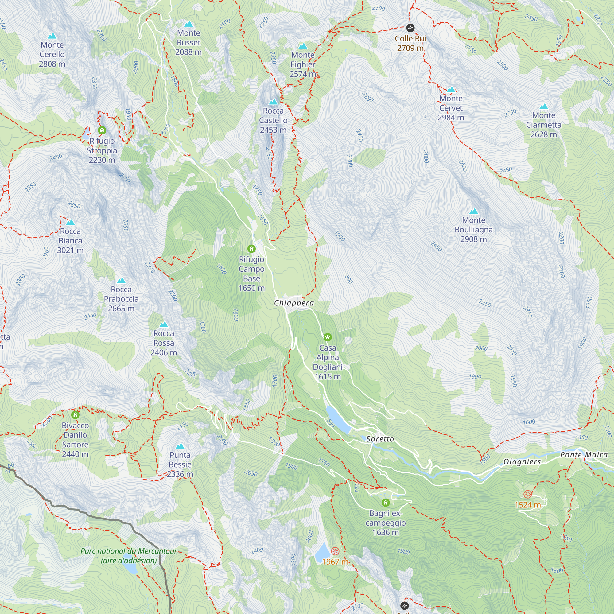 Rifugio di Chiappera map