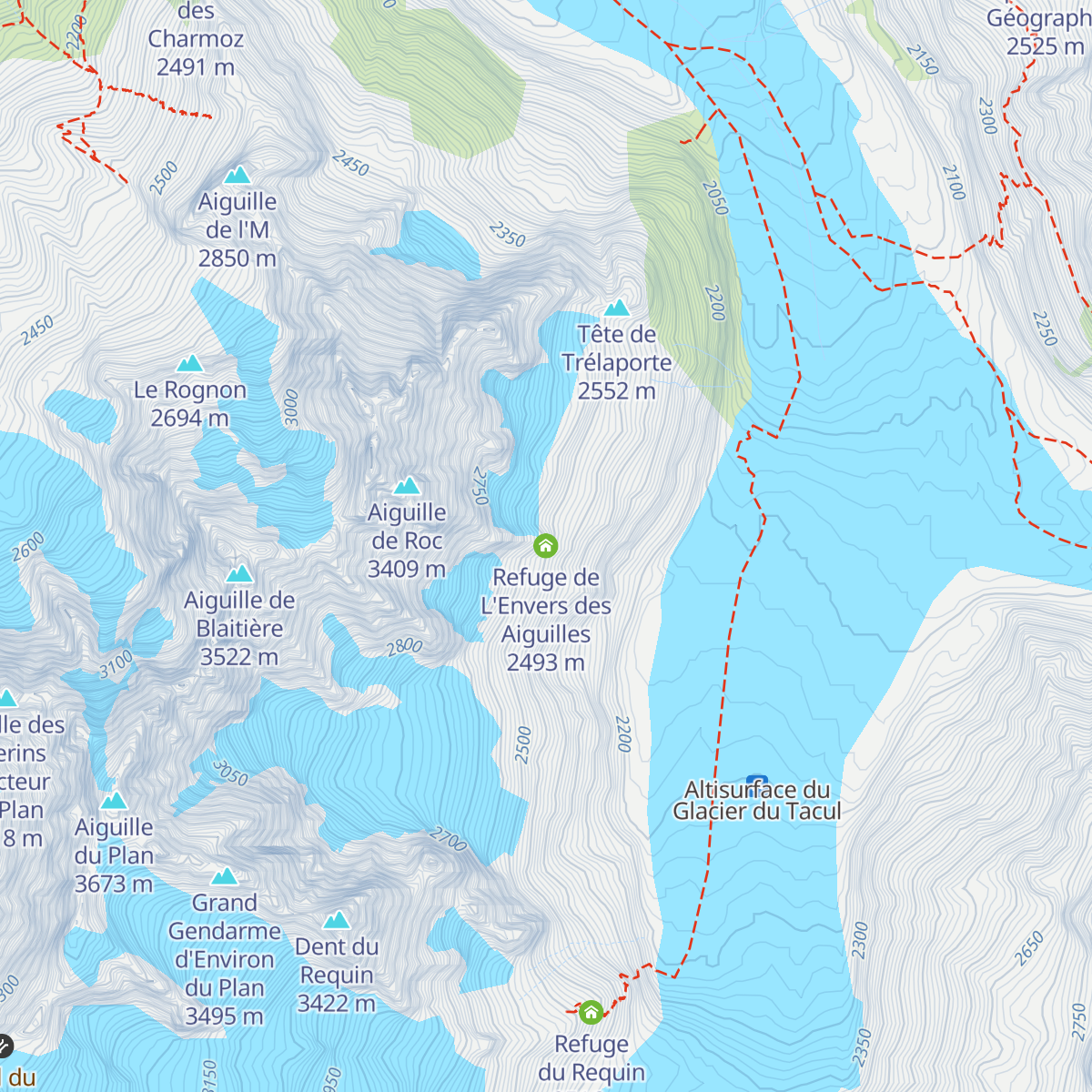 Refuge de L'Envers des Aiguilles map