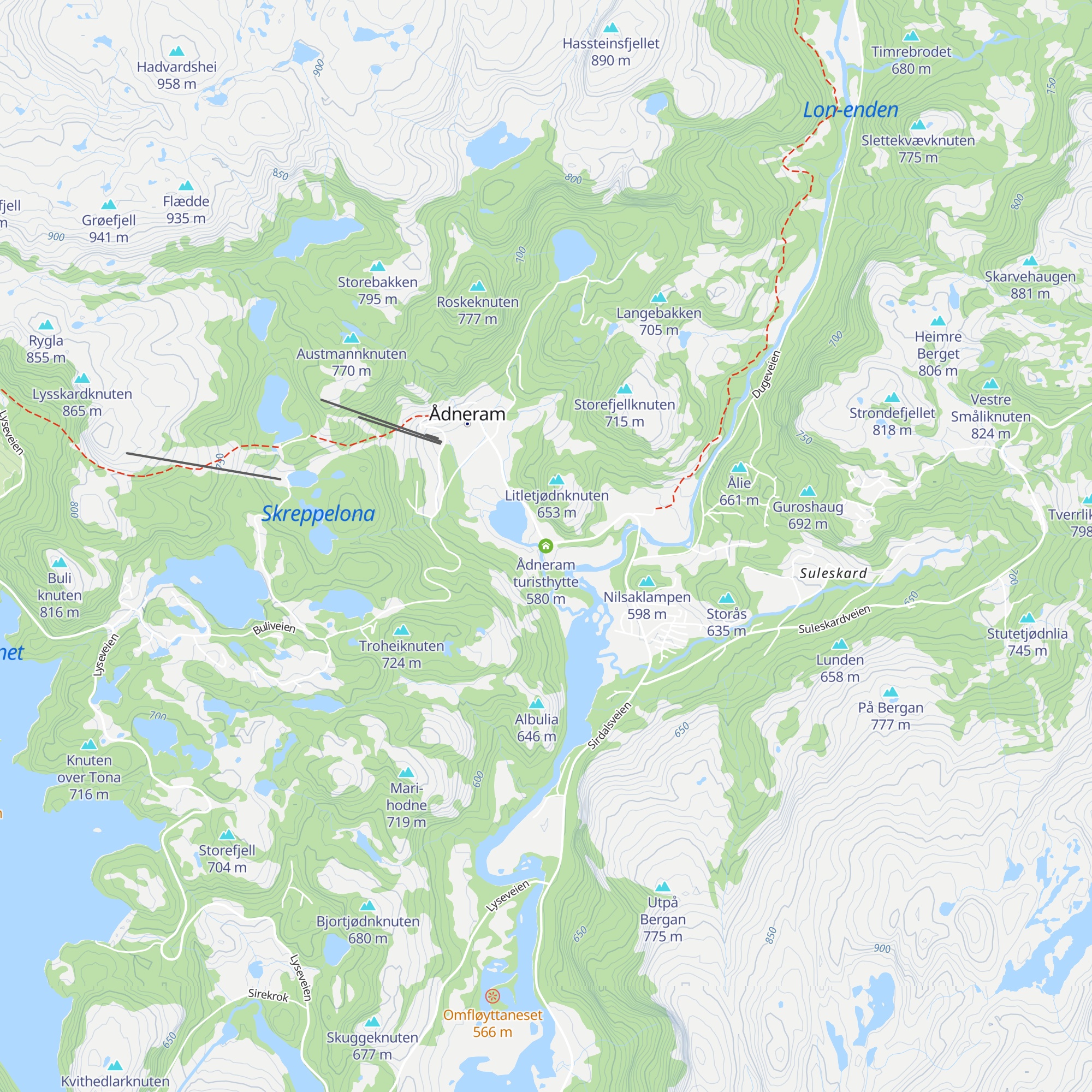 Ådneram turisthytte map
