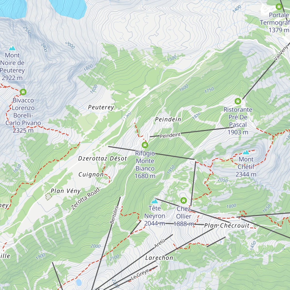 Rifugio Monte Bianco map