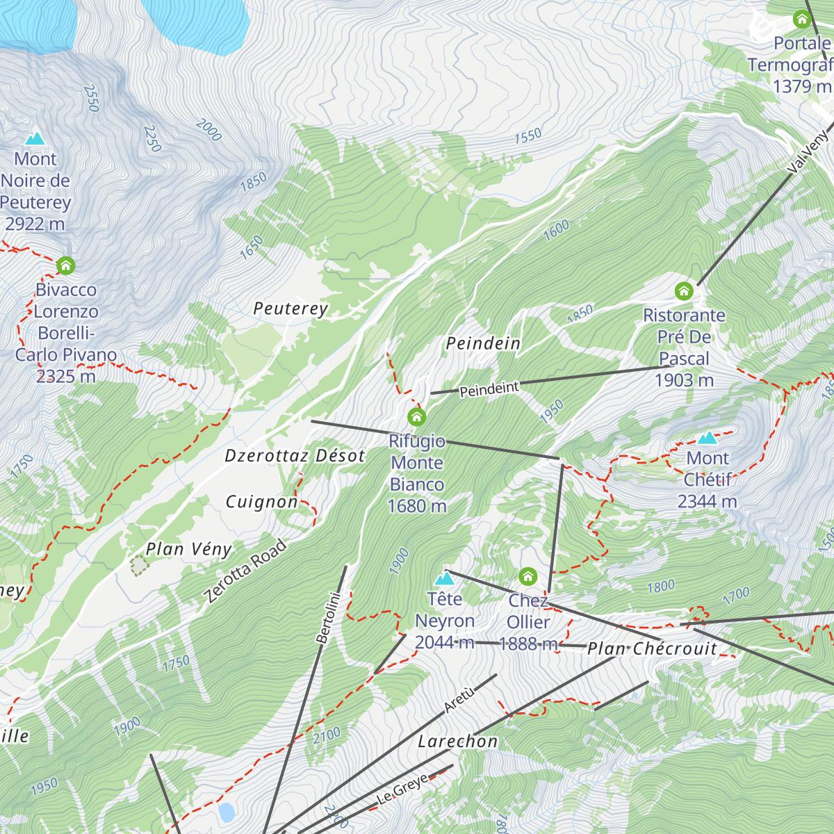 Rifugio Monte Bianco map