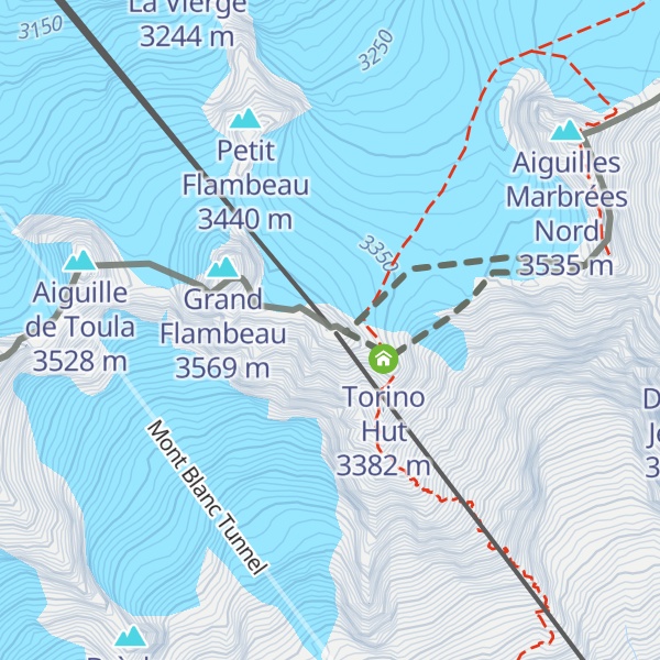 Map of Pointe Helbronner / Punta Helbronner