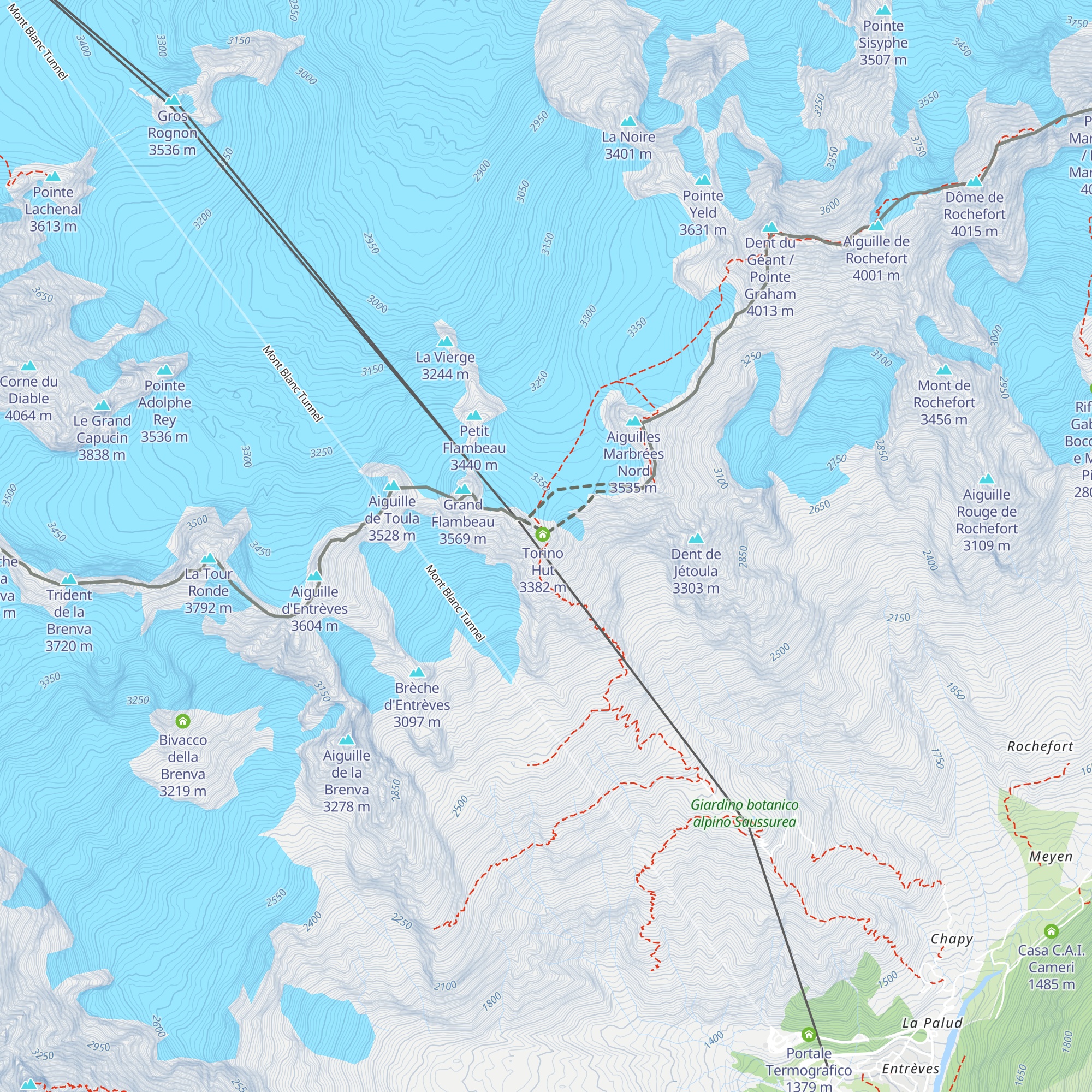 Vecchia funivia Pavillon – Rifugio Torino map