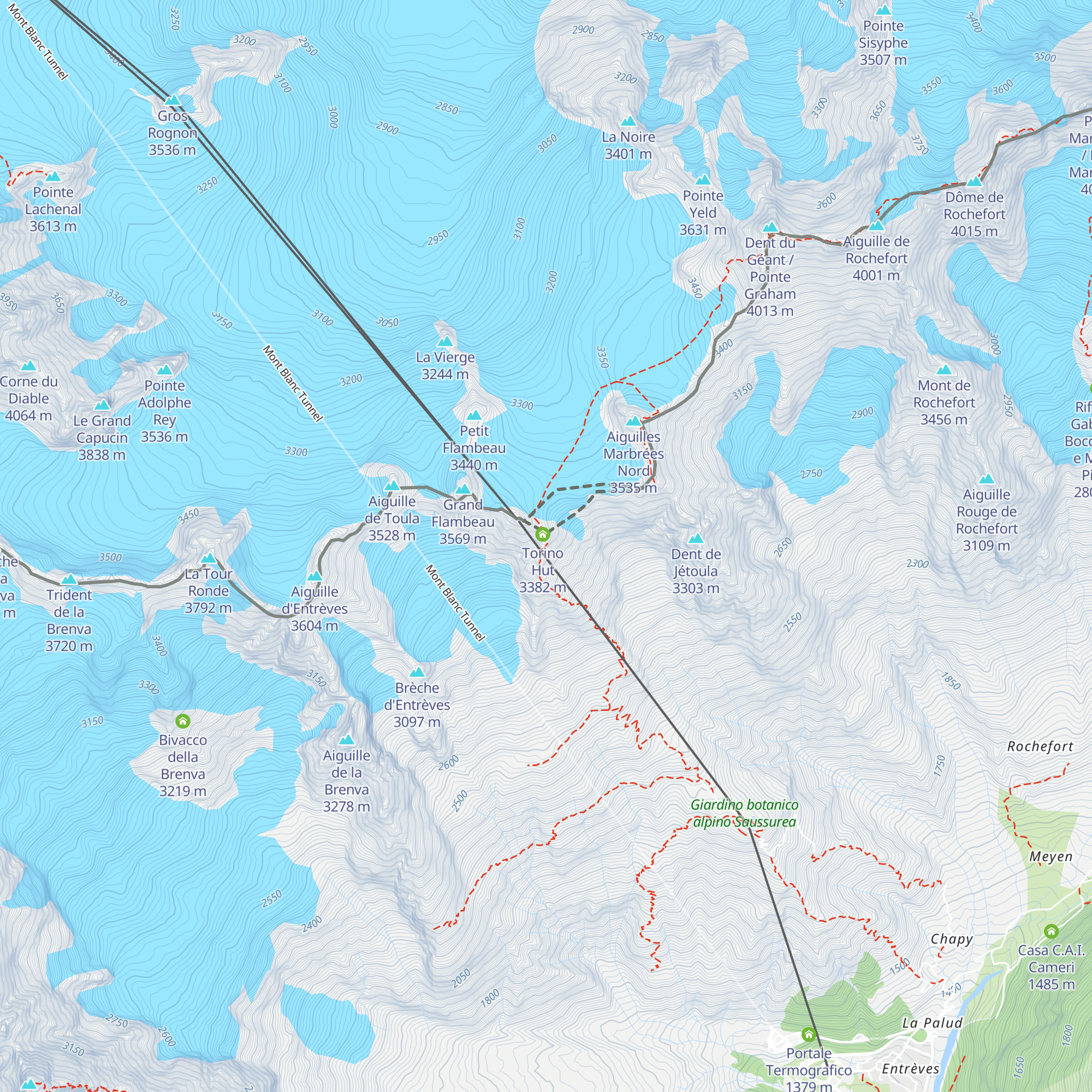 Vecchia funivia Pavillon – Rifugio Torino map