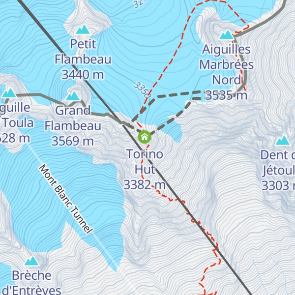 Map of Vecchia funivia Pavillon – Rifugio Torino