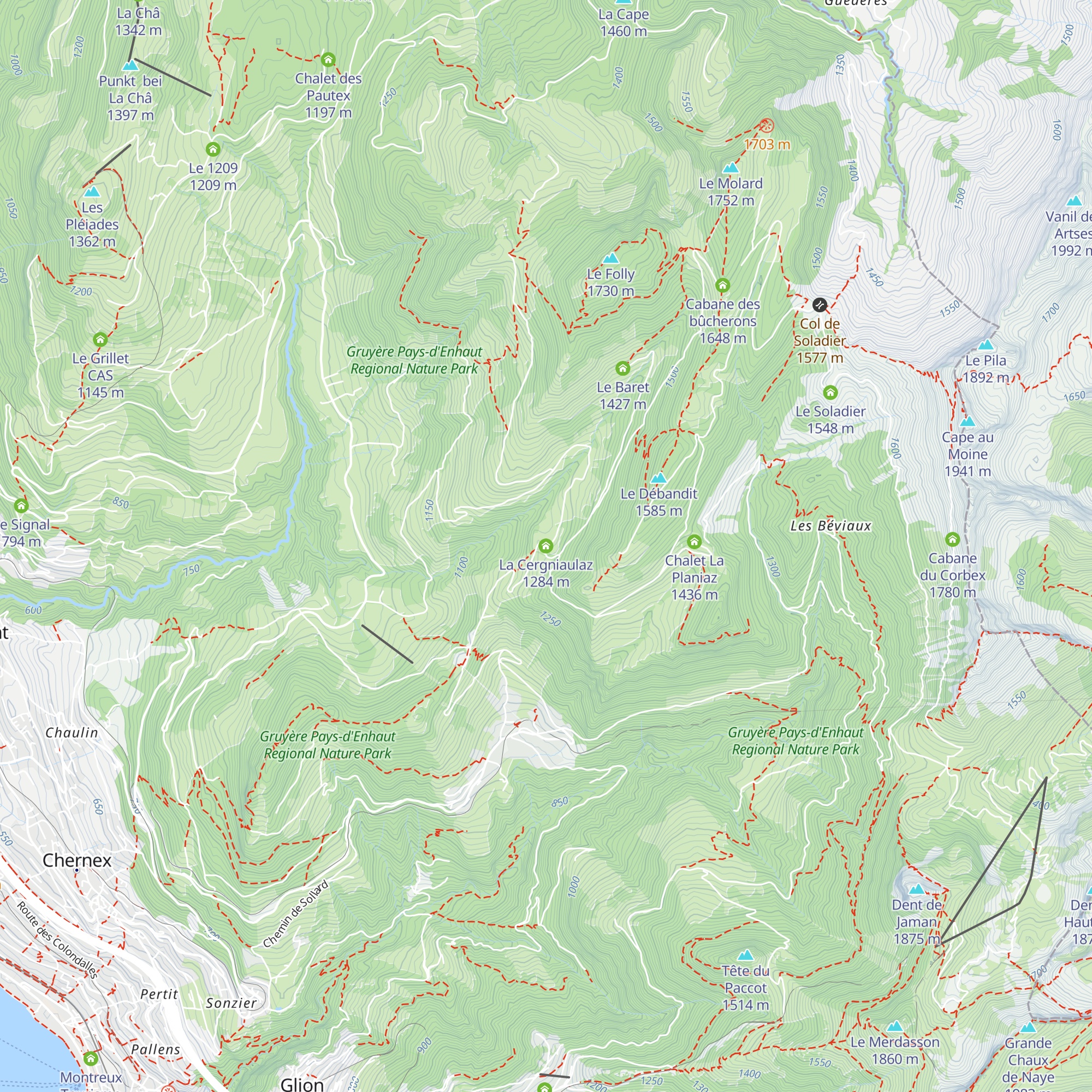 La Cergniaulaz map